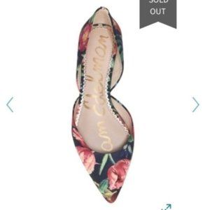 SAM EDELMAN FLORAL POINTED FLATS PINK BLUE GREEN